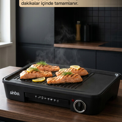 Sinbo SBG-7120 Elektrikli Izgara 2200W | Yapışmaz Yüzey, Ayarlı Termostat, Geniş Alan