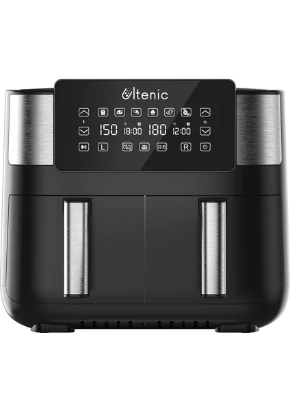 Ultenic K20 Airfryer, Çift Bölmeli Fritöz, 8 Litre Xxl, 2850 W, Siyah